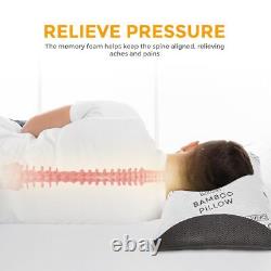 2 x Contour Memory Foam Pillow Bamboo Luxury Firm Head Neck Support Orthopaedic