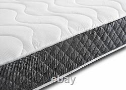 3ft 4ft 4ft6 5ft 6ft Deluxe Mattress Quilted Fabric Memory Foam Sprung Mattress