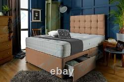Amazing Quality Suede Memory Foam Divan Bed Set With Mattress And Free Headboard