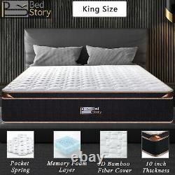 BedStory 25CM King Size Mattress Memory Foam Pocket Sprung Orthopaedic Mattress