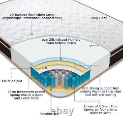 BedStory 25cm Memory Foam Pocket Sprung Double Mattress Hybrid Firm Mattresses