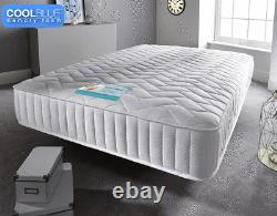 Cool Blue Memory Foam Topped Sprung Mattress 3ft 4ft 4ft6 Double 5ft King Uk Q