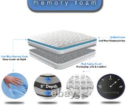 Double DEEP Cool Blue Memory Foam Mattress Sprung Orthopedic Orthopeadic 4ft6