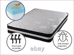 Luxury Comfort Memory Foam Mattress- 2000 Spring Deep Quilted Mattress- 10 Inch
