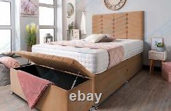 Luxury Divan Bed Memory Foam Mattress + Velvet Headboard 3ft 4ft6 Double 5ft