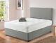 Luxury Divan Bed With Memory Foam Mattress Single, Double, King In Grey Plush