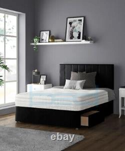 Luxury Memory Ortho Plush Divan Bed Set With Deep Mattress And Panel Headboard