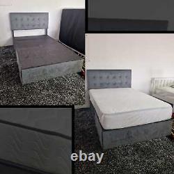 Luxury Plush Panel velvet double Divan beds Frame Soft Small Double with Storage