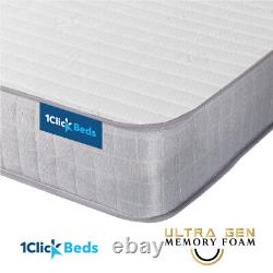 Luxury Quilted Memory Foam Sprung Mattress 3ft Single 4ft6 Double 5ft King 6ft