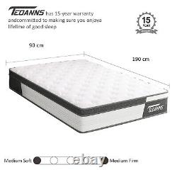 Medium Firm Cool Memory Foam Quilted Sprung Mattress 3FT Single 4FT 4FT6 Double