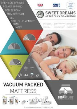 Memory Foam And Spring Luxury Breathable Mattress All Sizes