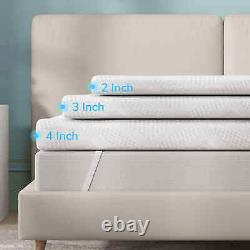 Memory Foam Mattress Topper with Luxury Cover and Elastic Straps ALL SIZES