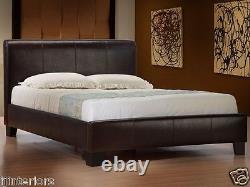 Modern Designer 4ft6 Double & 5ft King Size Leather Bed Black Brown White Cheap