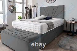 Modern Sienna Divan Bed Set, Prime Memory Foam Mattress + 24 Sunrise Headboard