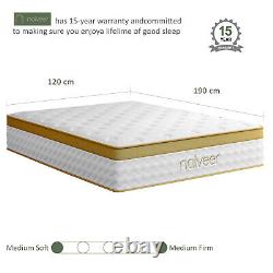 Naiveer Premium Memory Foam Hybrid Sprung Luxury Mattress. 10 Inch King Size 5FT