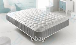 New Grey Memory Foam Topped Sprung Mattress 3ft 4ft 4ft6 Double 5ft King Uk Q
