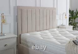 New Ottoman Storage Panel Plush Velvet Upholstered Bed Frame Double & King Size