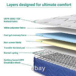 ORTHOPAEDIC Memory Foam Sprung Quilted Mattress 3FT Single 4FT6 Double 5FT 6FT