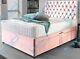 Opulent Sophia Pink Velvet Memory Foam Divan Bed Set With Chesterfield Headboard