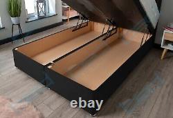 Ottoman Bed Divan Storage Plush Velvet + Panel Headboard Foot Lift Gas Lift
