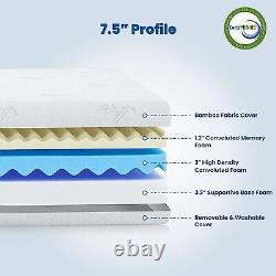 Single Memory Foam Soft Mattress Medium Firm Breathable Soft Fabric 190x90x18 cm