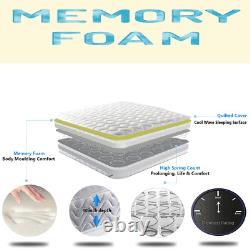 Square White Memory Foam Sprung Mattress, 7 Thick or 10 Deep, 3ft 4ft6 5ft 6ft