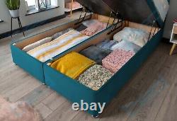 Storage Bed Ottoman Gas Lift Velvet Divan, Memory Foam Mattress & Luxe Headboard