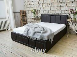Storage Leather Bed Ottoman Gas Lift Double Or King Size Memory Foam Mattress