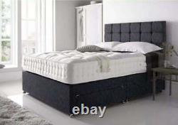 Suede Memory Foam Divan Bed Set With Mattress Headboard 3ft 4ft6 Double 5ft King
