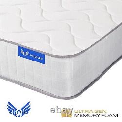 White Memory Foam Mattress Luxury Sprung Mattress 3ft 4ft6 5ft 6ft