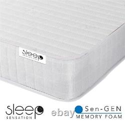 White Sleep Easy Memory Foam Hybrid Mattress 3ft Single 4ft6 Double 5ft 6ft